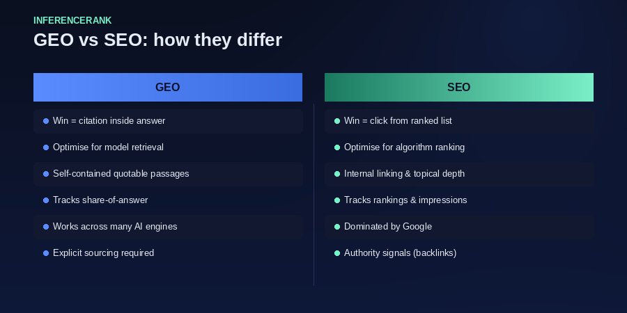 GEO wins citations; SEO wins clicks — they're not the same game
